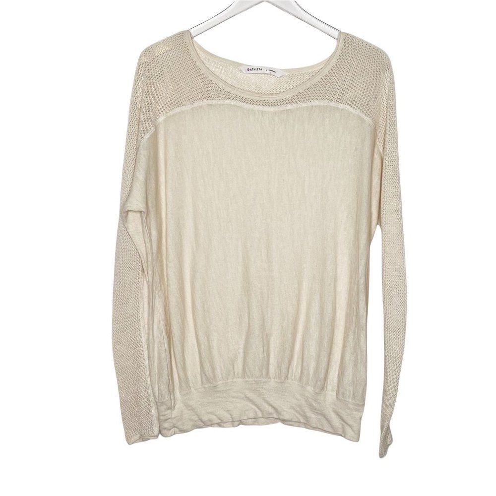 Athleta Cream Crew Neck Sweater